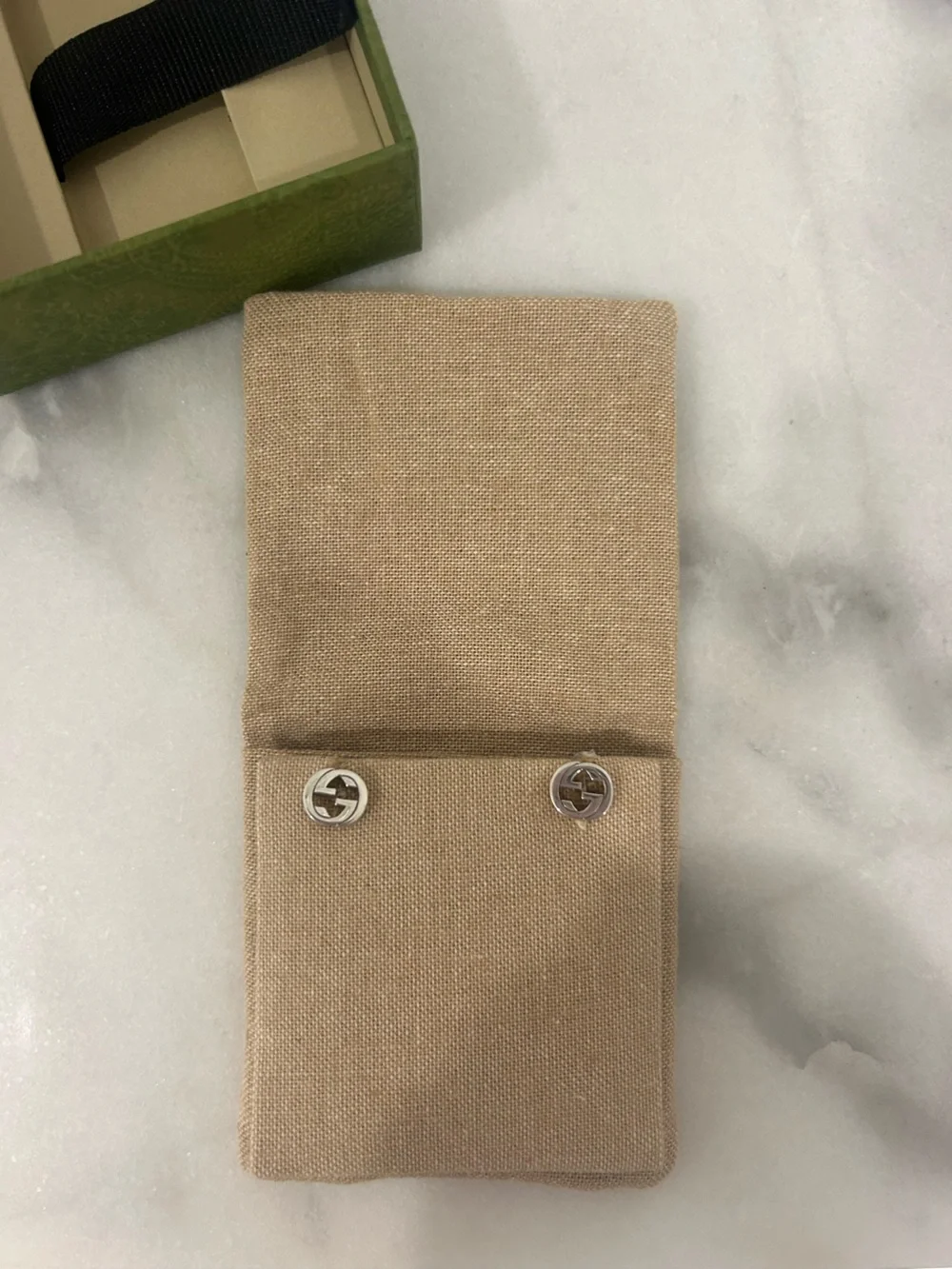 Gucci Sterling Silver Interlocking Stud Earrings